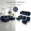 Élégant canapé modulaire en U modulaire avec assise profonde et repose-pieds en chenille beige-1934158567