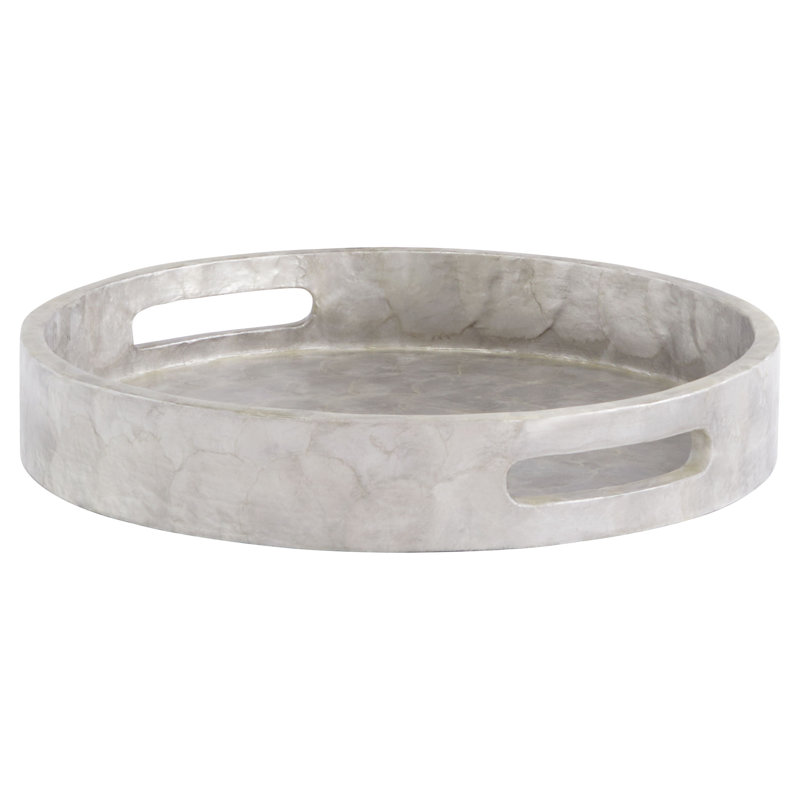 Triton Shell / Capiz Tray, Smoke, 2.5" H x 16" W x 16" D