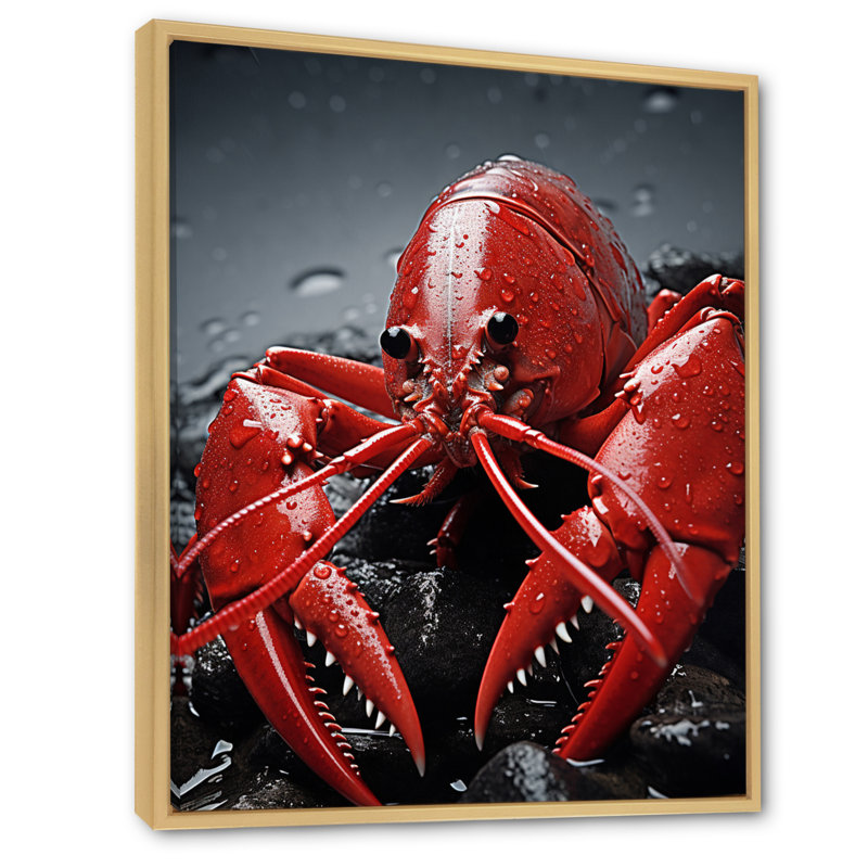 Laurelyn Crayfish Elusive Crayfish sur toile, H 20 po x l 12 po x P 1 po, Cadre naturel flottant