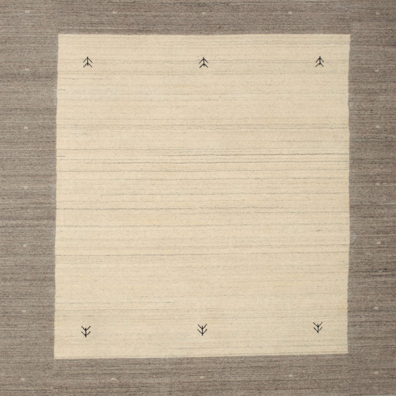 Tapis beige/brun contemporain, Carré 7 pi