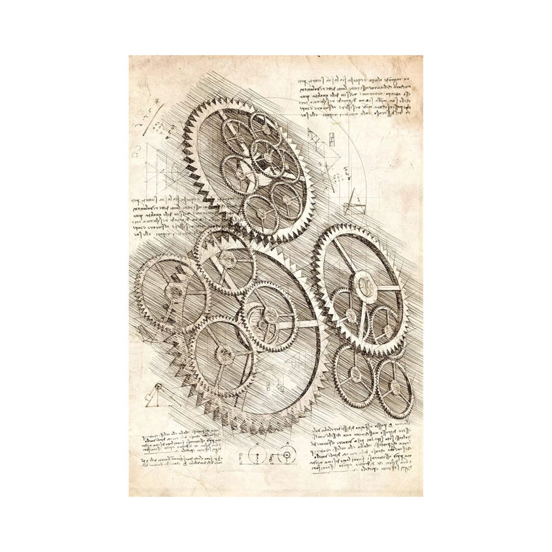 Roues dentées et engrenages, H 40 po x l 26 po x P 1,5 po