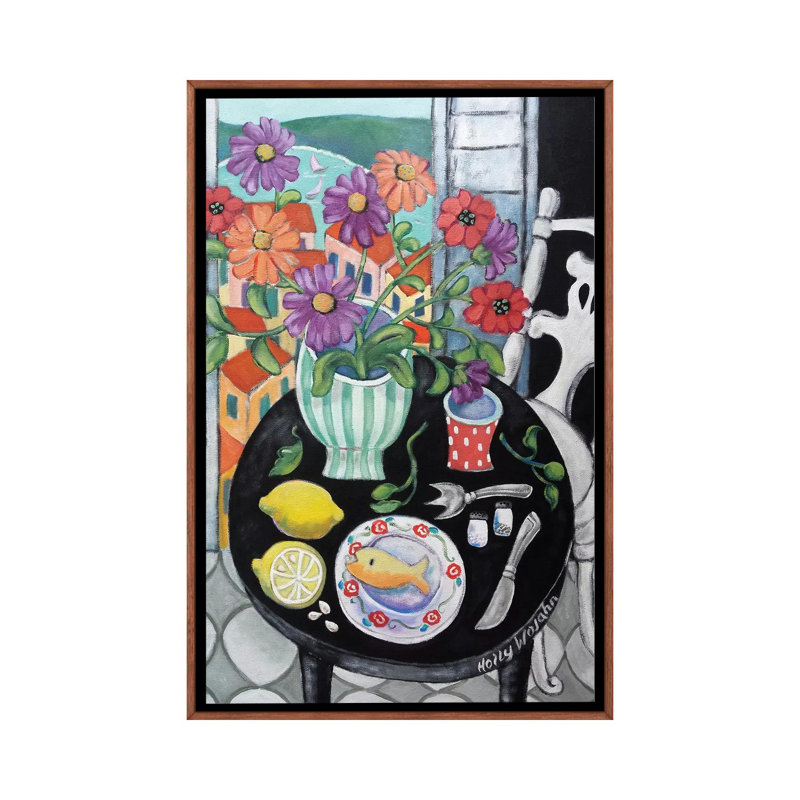 «Fish Dinner By The Sea», reproduction d'art sur toile encadrée, Brun, H 40 po x l 26 po