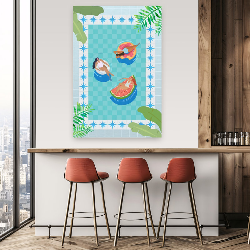 Affiche murale abstraite tropicale estivale « Pool Party », H 60 po x l 40 po