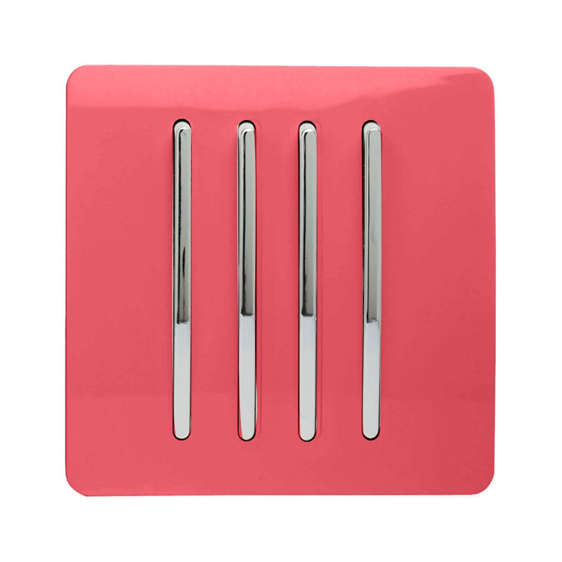 Trendi Switch 4 Gang 1 or 2 way Rocket Light Switch, Strawberry