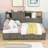 3 Drawers Wooden Daybed with Pushable Shelf, USB & Socket Charging Station-402812618-402812623