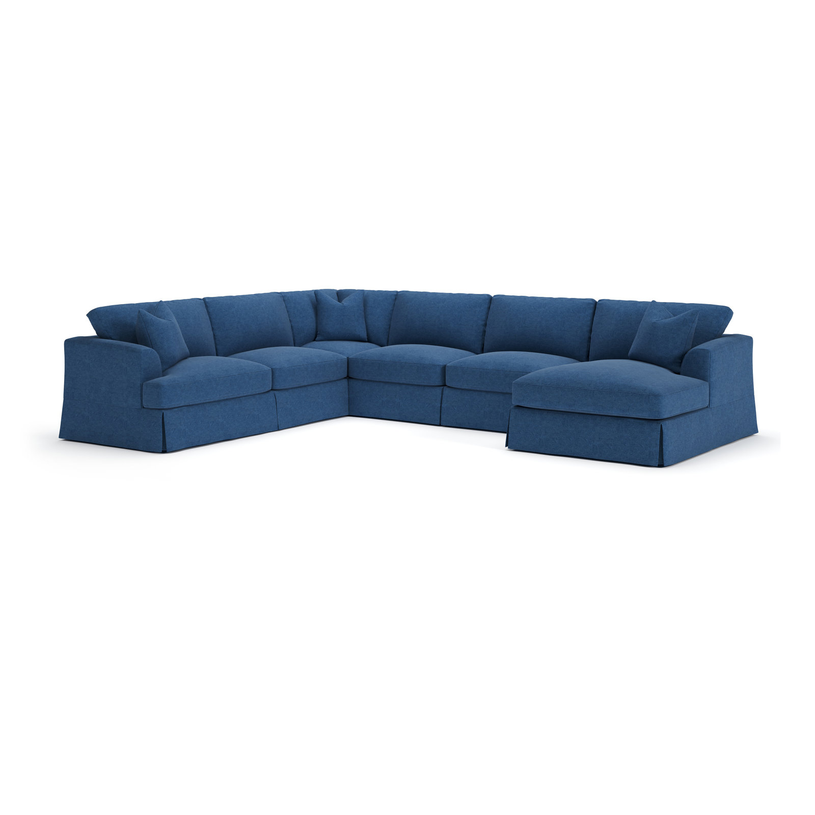Lucia 151" W U-Shaped Sectional , Right Hand Facing, Classic Indigo Denim