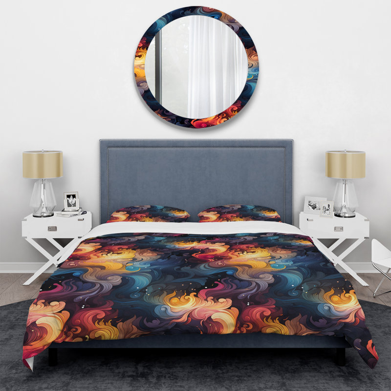 Celestial Concealment Ripple II - Ensemble de housse de couette à motif abstrait - Microfibre de polyester