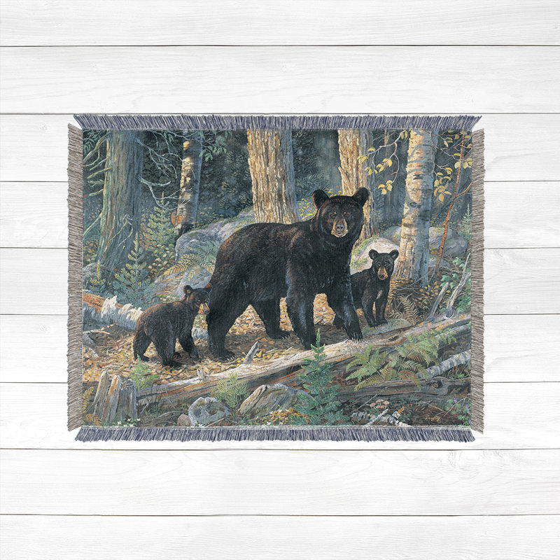 Jeté tissé Black Bear Family, Ours noir, 60 po x 80 po