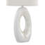 Lampe de table en polyrésine de 29 po Pearl en polyester blanc mat, coquille naturelle et abat-jour en lin blanc - ensemble de 2