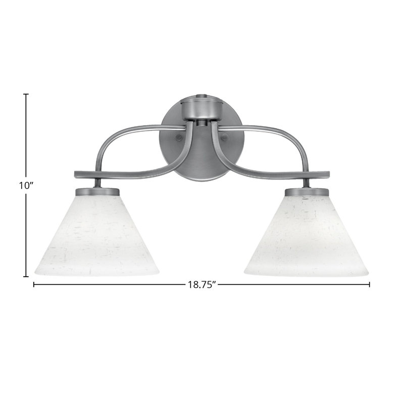 Barre d'éclairage de salle de bain 2 lumières Unia au fini graphite avec verre mousseline blanc 7 po