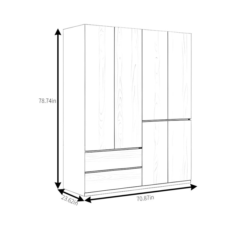 Garde-robe simple et pratique, H 78,74 po x l 70,87 po x P 23,62 po