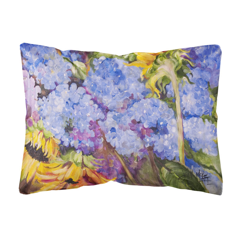 Coussin décoratif intérieur/extérieur hortensias et fleurs