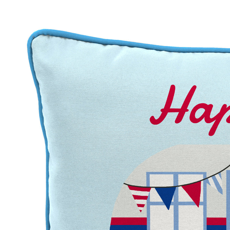 16" x 16" Outdoor Throw Pillow with Welt, Happy Campers