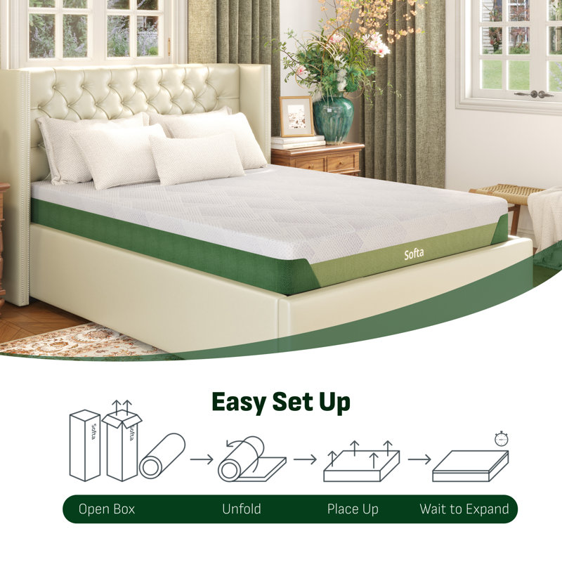 Cooling Gel Memory Foam Mattress with Bamboo Cover – Fiberglass-Free, Medium Firm, CertiPUR-US Certified, Queen