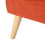 Confortable pour les soirées de détente, recouvert de tissu, roulé, pattes de bouleau au fini brun, l 50,28 po x P 29,4 po, H 32,11 po, revêtement en tissu orange, avec roulettes d'accoudoirs subtiles et brun