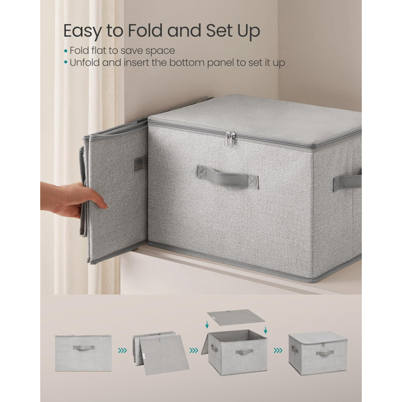 Foldable Storage Organiser Boxes, Set Of 6 Storage Basket Bins With Lids, Handles, Clothes Organiser, 40 X 30 X 25 Cm, Non-Woven Fabric