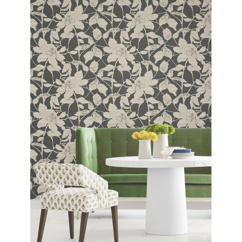 Solange Black Botanical Wallpaper, Black