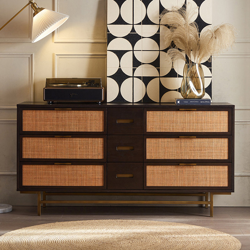 Solid wood rattan creative cabinet
