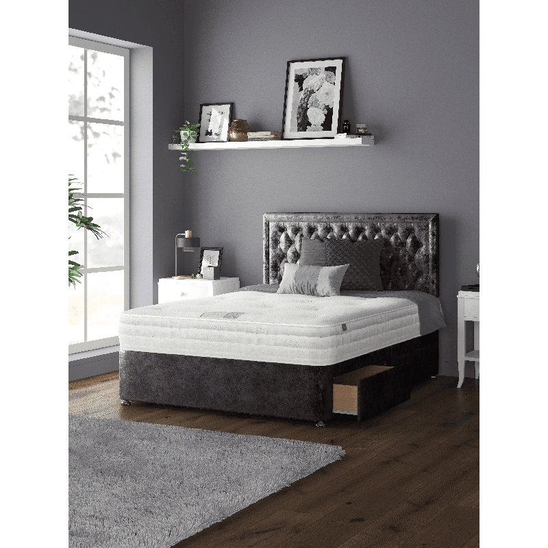 Fan Upholstered Bed, Single (3'), Amethyst, 2 Right Drawers