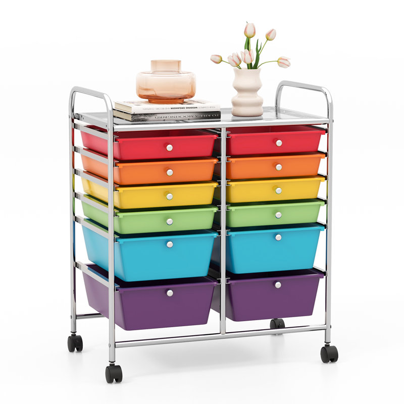 12 Drawer Storage Drawer, Red/Purple/Blue/Green/Yellow/Orange
