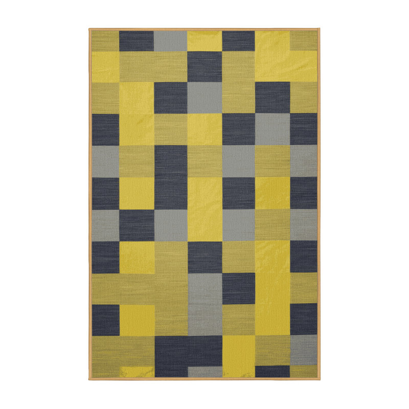 Tapis botanique brun lavable à la machine, Rectangle 7 pi x 10 pi