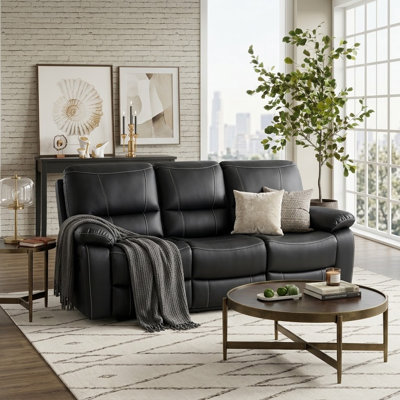Nickki 81.5" W Faux Leather Manual Reclining Sofa