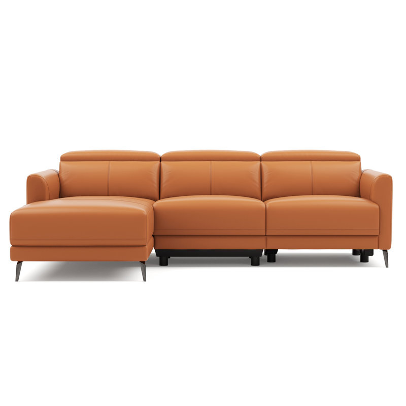 Valencia Geshia Leather Reclining Modular Sofa, 3 Seater Sofa | Italian Nappa 11000 Grain Leather | Power Reclining Seat with Adjustable Headrests