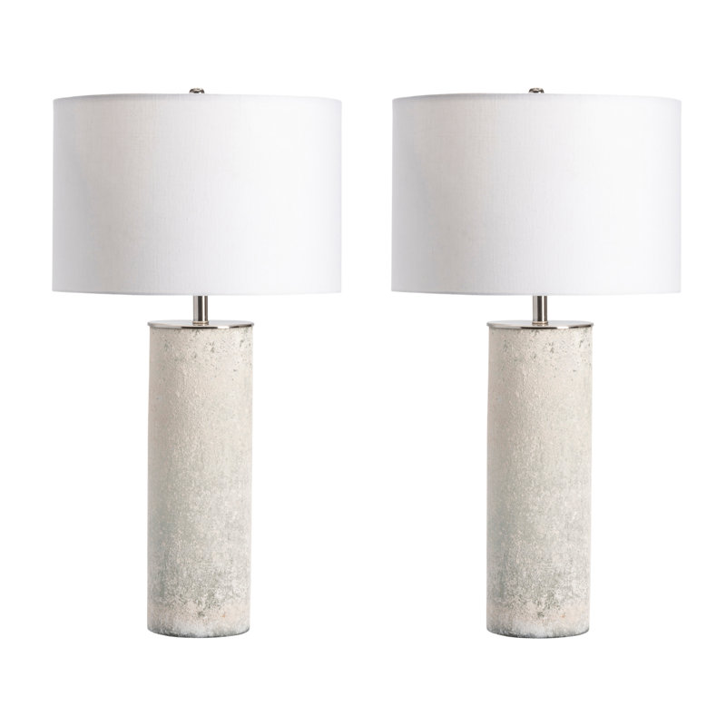 31.5" Glass Table Lamp With White Shade