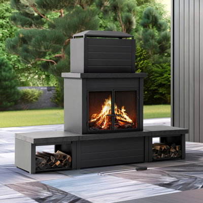 Steel Wood Burning Outdoor Fireplace