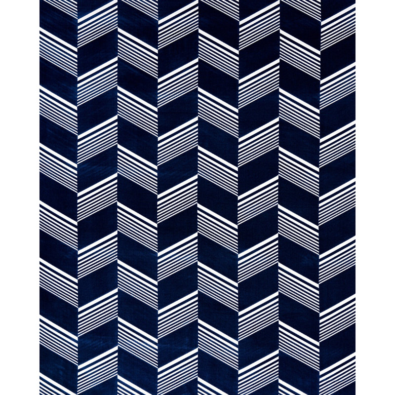 Schumacher x Victor Glemaud Jessie Cut Velvet Fabric, Navy/White