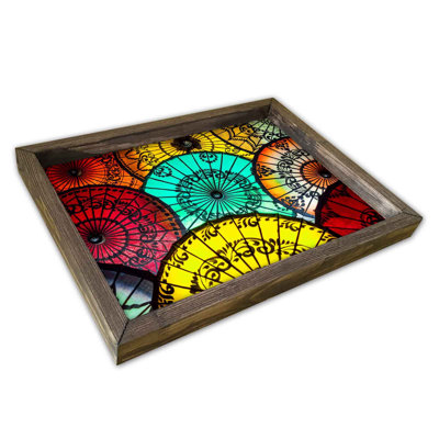 Elegant Serving Tray, 100% MDF & Pine Wood Frame, 11.8 x 15.7 inches | Durable 2.7mm Thickness, Perfect for Home Entertaining & Breakfast in Bed | Stylish Design, Lightweight & Easy to Clean