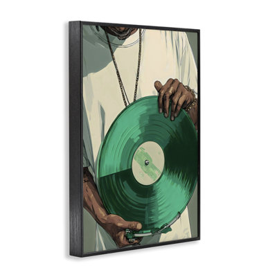 Green Vinyl Record Portrait Framed Giclee, design by Franklyn Gregory