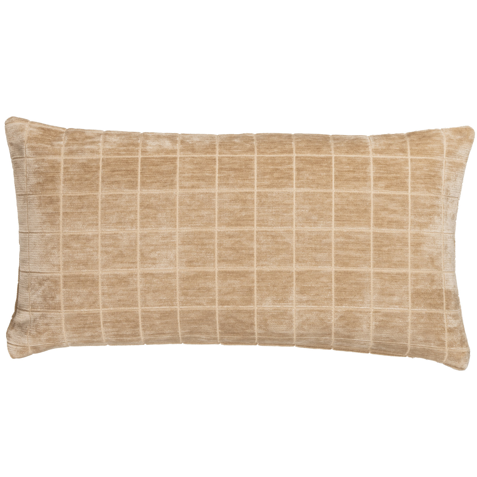 Otterville Velvet Grid Lumbar Pillow, Polyester, Beige Geometric, 14"H x 36"W