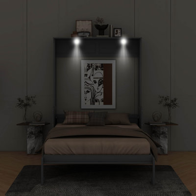 Grand lit escamotable avec bureau, lumières DEL et USB