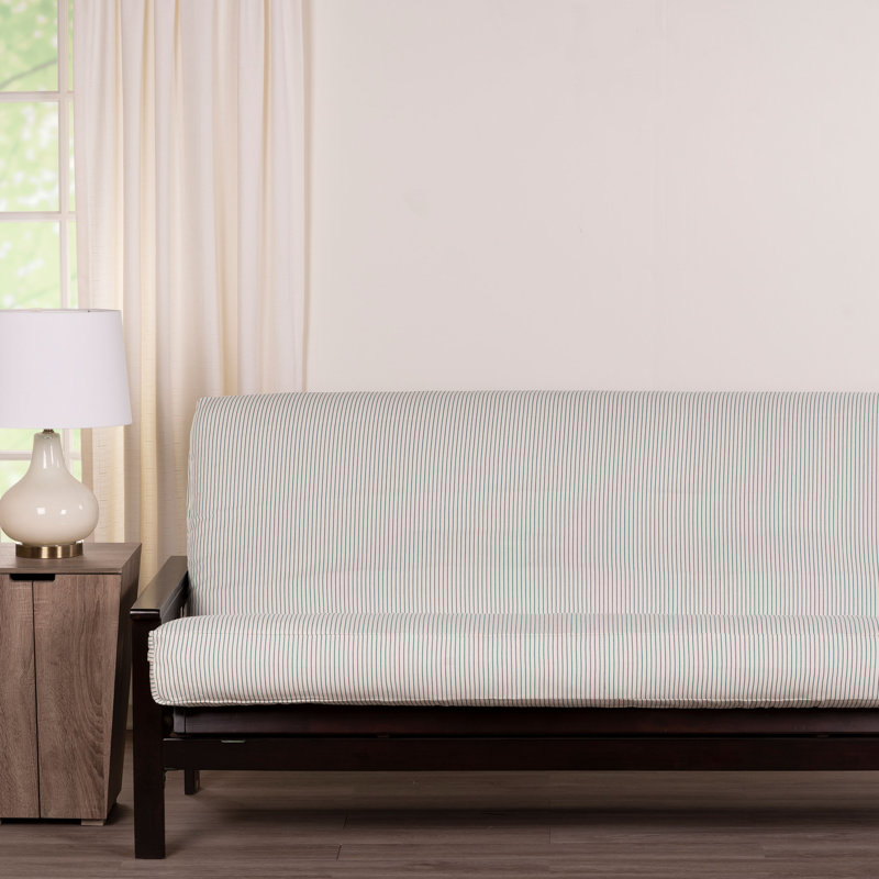 Navigator Stripe Box Cushion Futon Cover, Seafoam
