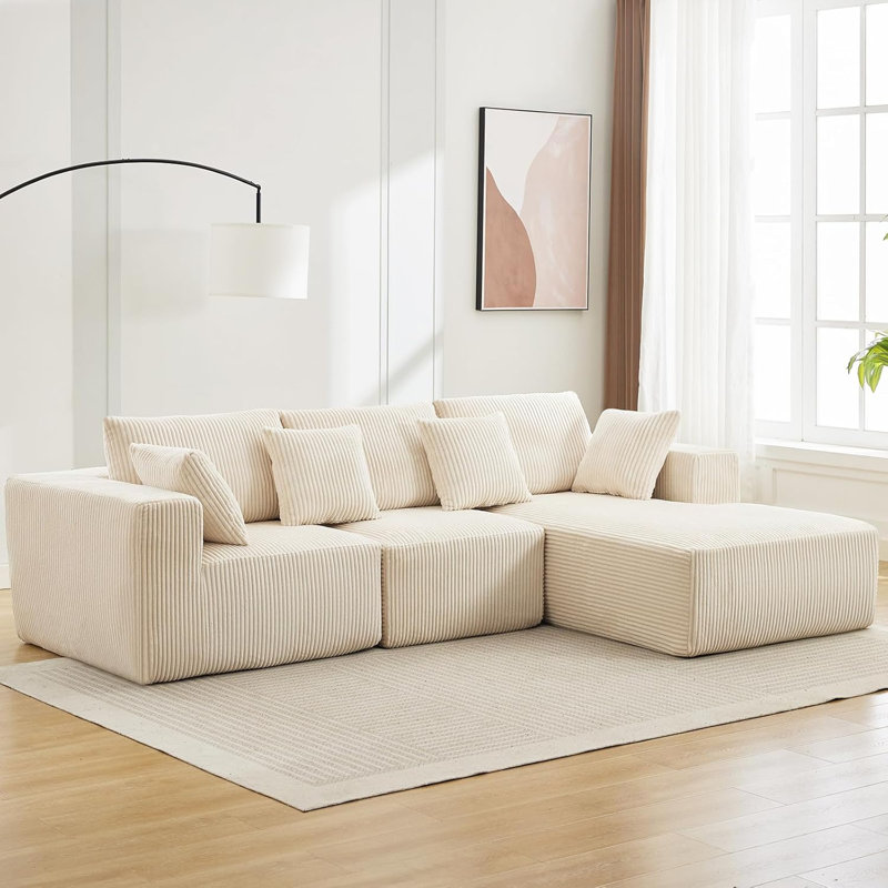 Canapé modulaire en L 108 po avec méridienne et coussins profonds 108 po Cloud C 108