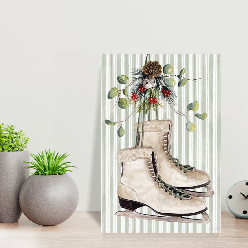 Christmas Charm Ice Skates by Cindy Jacobs - Wrapped Canvas Print, 45.72cm H x 30.48cm W
