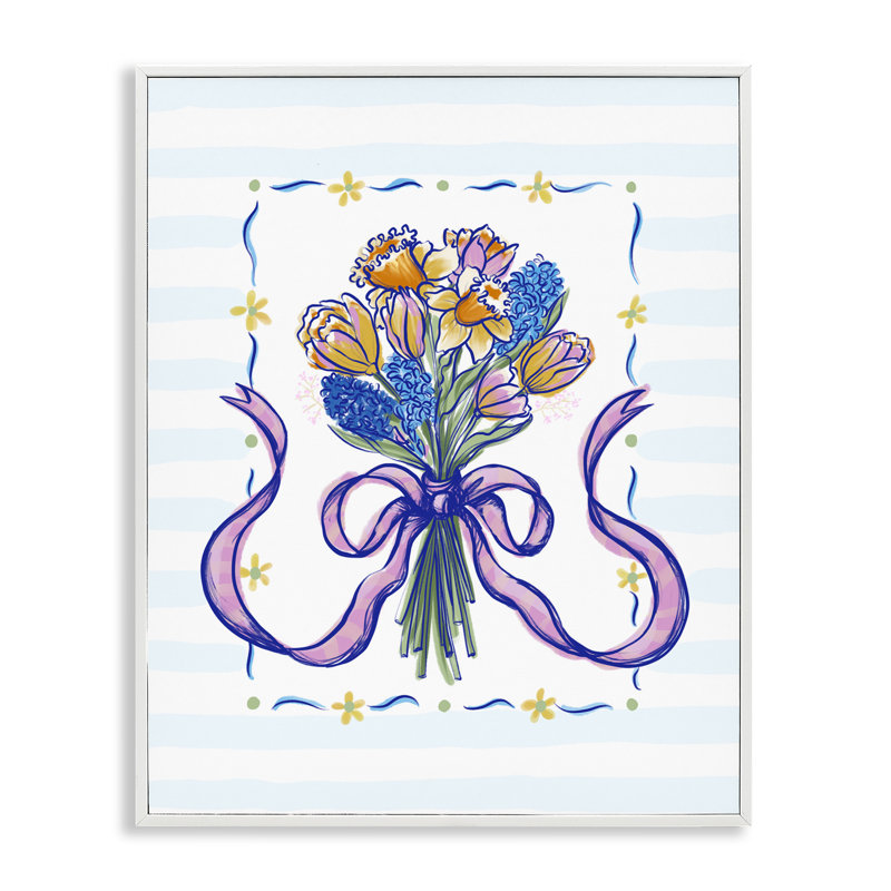 Giclée encadrée par Spring Fresh Ribbon Bouquet, design par Connie Summers, H 20 po x l 16 po
