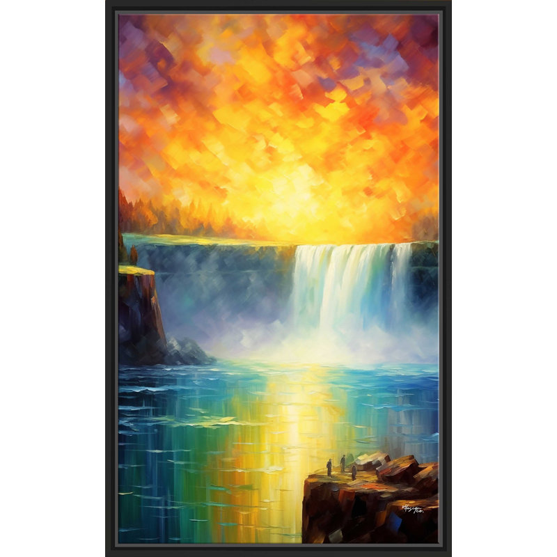 Chutes du Niagara, cascade majestueuse, peinture sur toile à cadre flottant, H 51,5 po x l 31,5 po x P 2 po