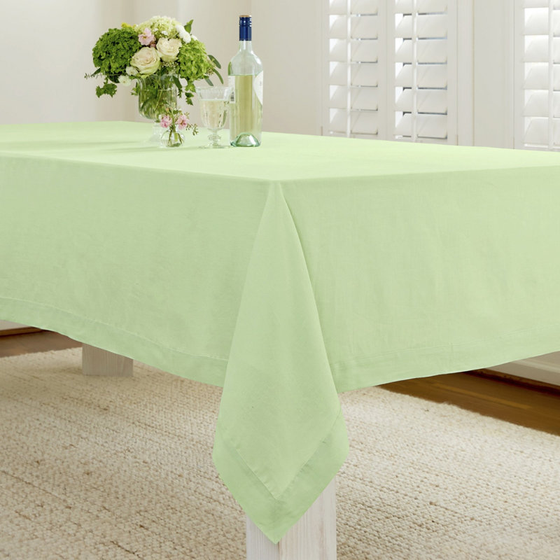 100% Pure Linen Tablecloth - Fete, 90" L x 60" W, Pastel Green