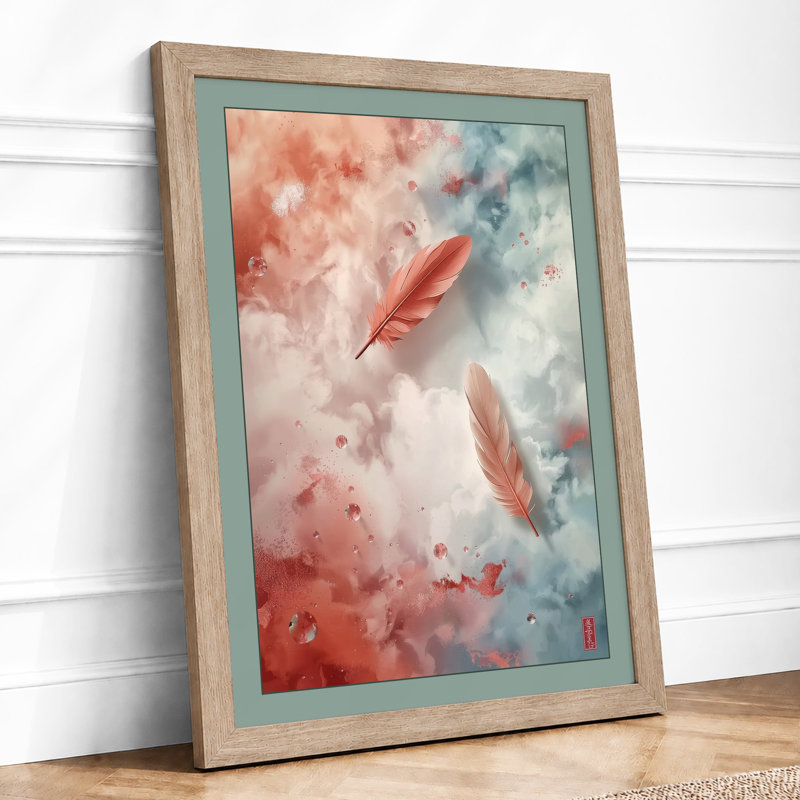 Drifting Feathers Minimalist - Print, A1 - 84.1 x 59.4 cm, Oak
