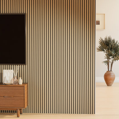 4 panneaux muraux décoratifs en bois à lattes de 95 po x l 12 po, panneaux insonorisants 3D pour murs et plafonds