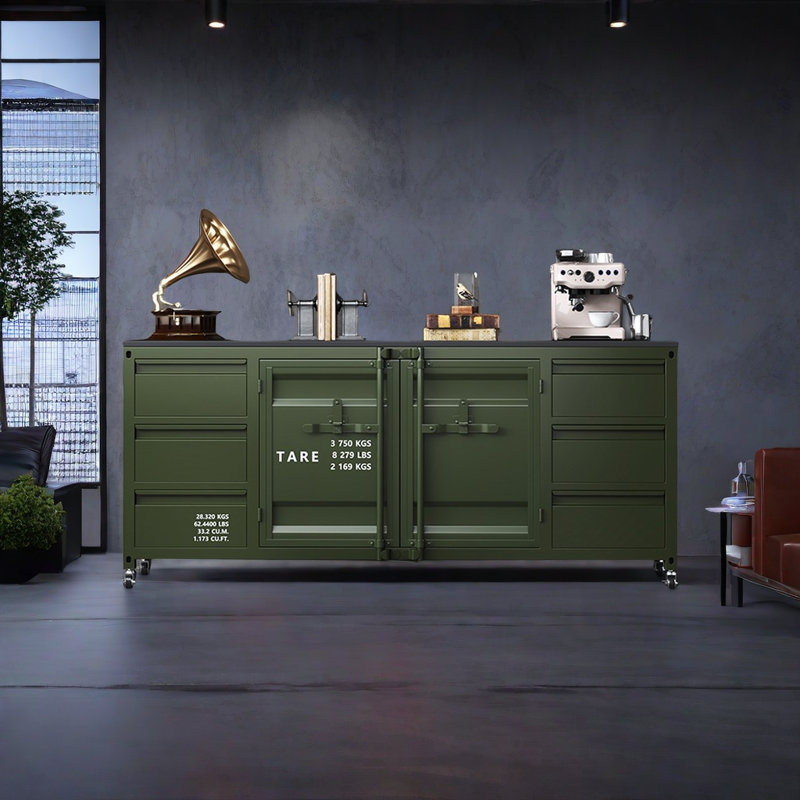 Armoire de style industriel rétro, Rouge, 35.4" H x 70.86" W x 15.7" D