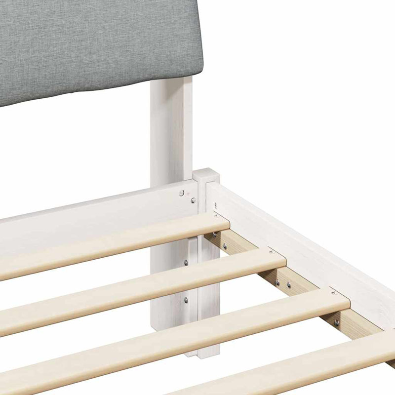 Solid Wood Bed, European Single (90 x 200 cm), White/Light Grey
