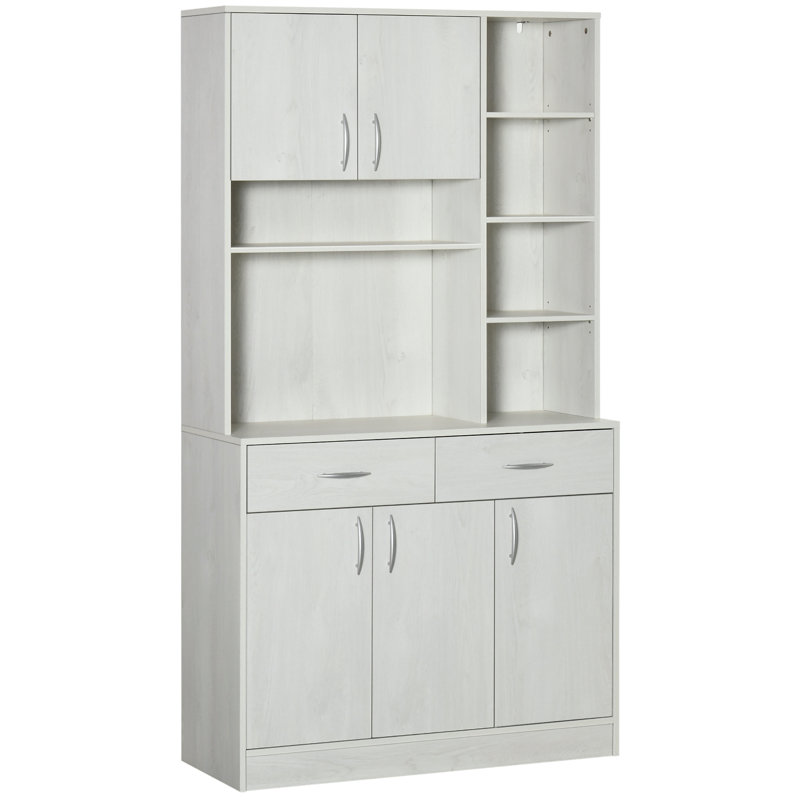 Buffet moderne avec huche de 71 po avec armoire de rangement Hallbera, Naturel