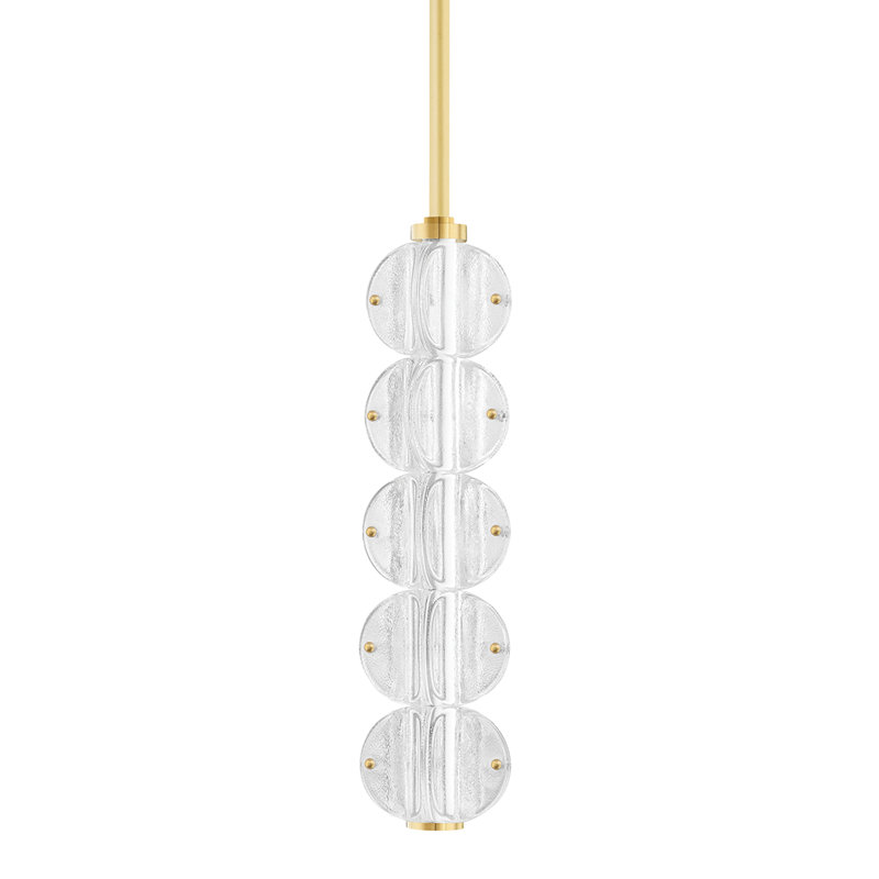 Lindley 5 Light LED Pendant, Aged Brass