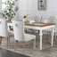 Chaise de salle à manger rembourrée en lin massif et haut de gamme Nikki-681776172