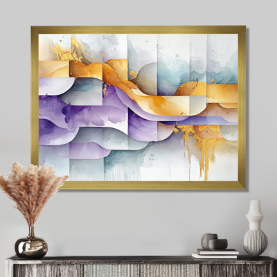 Lavande abstraite et motifs voilés d'hiver IV - art abstrait au trait, paysage mural