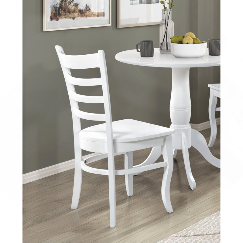 Ensemble de 2 chaises de salle à manger à finition échelle blanche en bois de style campagnard décontracté