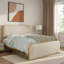 Lit moderne en métal avec tête de lit tapissier courbée et rangement sous le lit-910955370